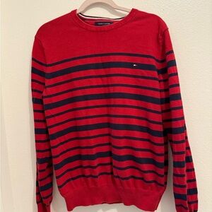Tommy Hilfiger Men's Red Striped Sweater M